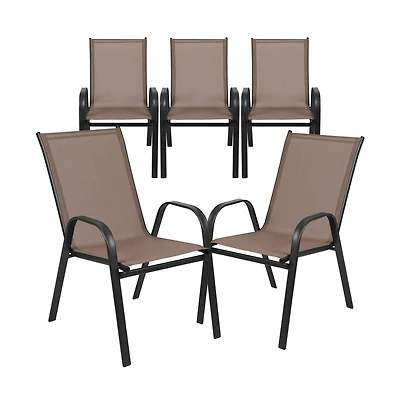 5 Pack. Outdoor Stack Chair With Flex Comfort Material And Metal Frame