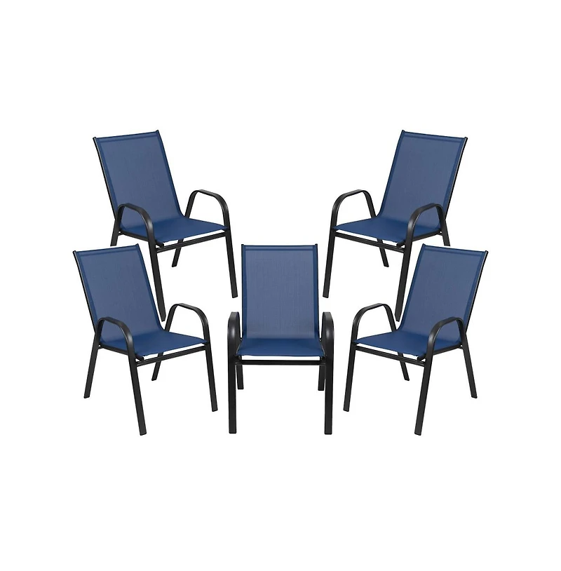 5 Pack. Outdoor Stack Chair With Flex Comfort Material And Metal Frame