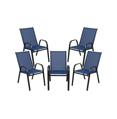 5 Pack. Outdoor Stack Chair With Flex Comfort Material And Metal Frame