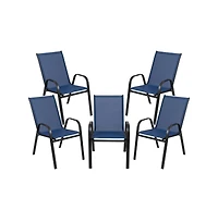 5 Pack. Outdoor Stack Chair With Flex Comfort Material And Metal Frame