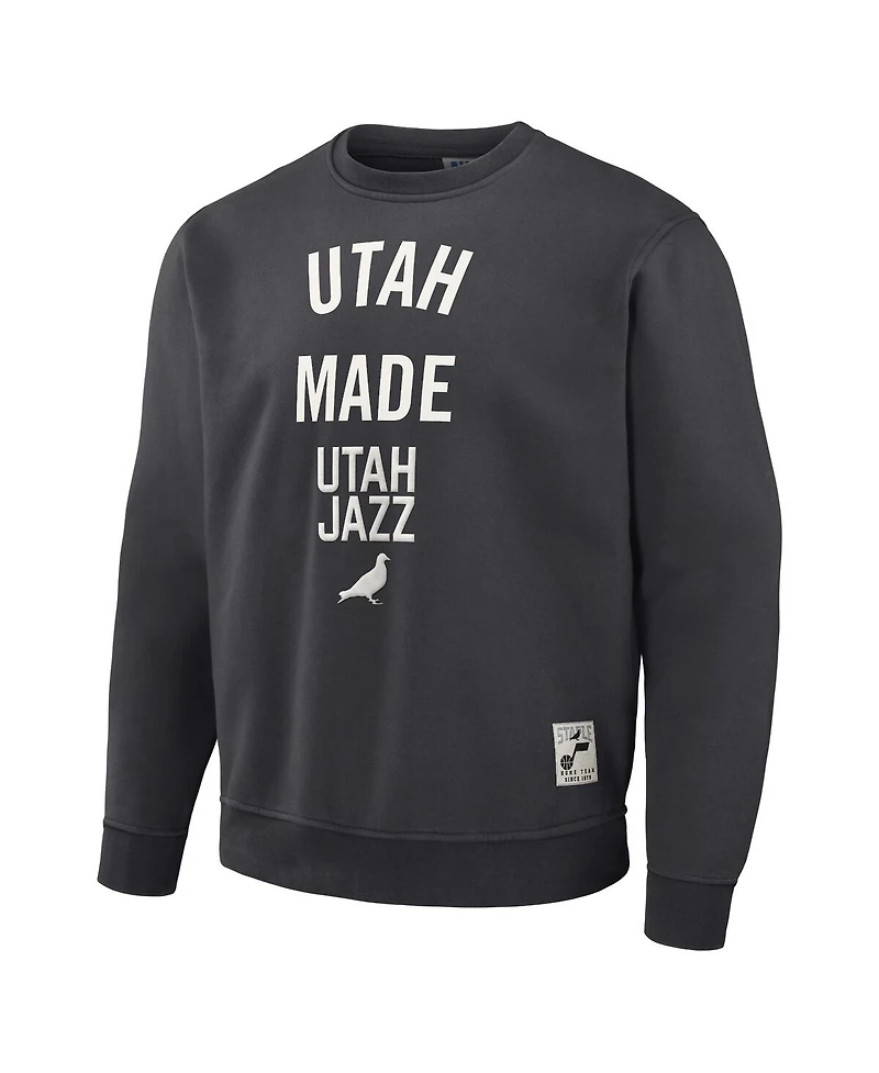 Men's Nba x Staple Anthracite Utah Jazz Plush Pullover Sweatshirt