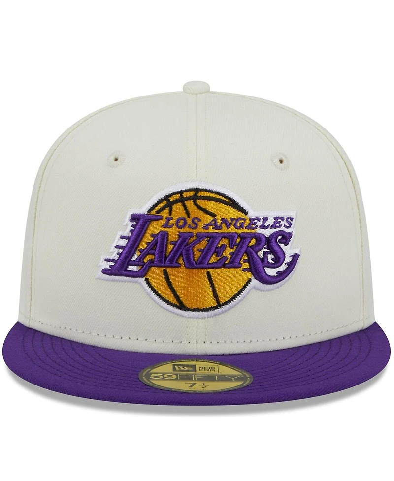 Men's New Era x Staple Cream, Purple Los Angeles Lakers Nba Two-Tone 59FIFTY Fitted Hat