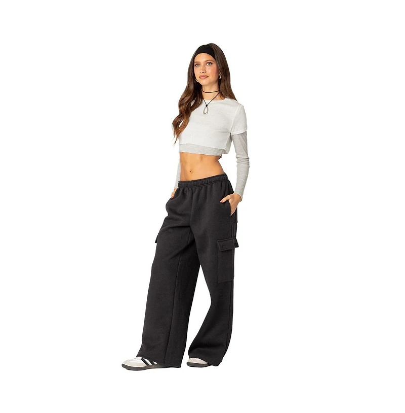 Edikted Women's Wide leg cargo sweatpants