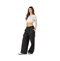 Edikted Women's Wide leg cargo sweatpants