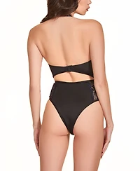 Hauty Women's Halter Lace Bustier Bodysuit 1 Pc Lingerie