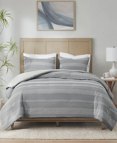 Madison Park Drew 3-Pc. Clipped Jacquard Duvet Cover Set, Full/Queen