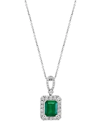 Effy Emerald (2-1/5 ct. t.w.) & Diamond (1/4 ct. t.w.) 18" Pendant Necklace in 14k White Gold (Also Available in 14k Yellow Gold)