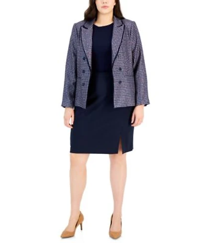 Tahari Asl Plus Faux Double Breasted Jacket Pencil Skirt
