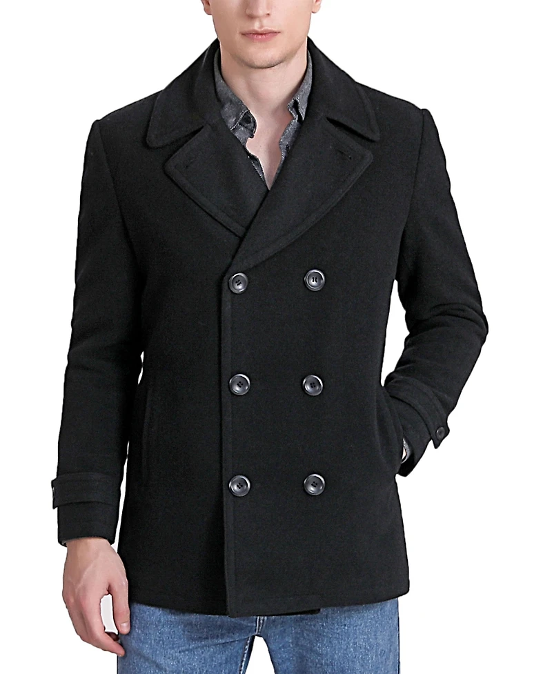 Landing Leathers Men Wool Blend Pea Coat