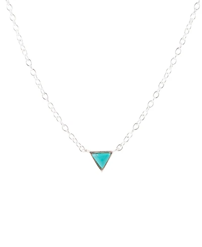 Barse Dainty Genuine Turquoise Triangle Necklace