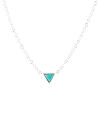 Barse Dainty Genuine Turquoise Triangle Necklace