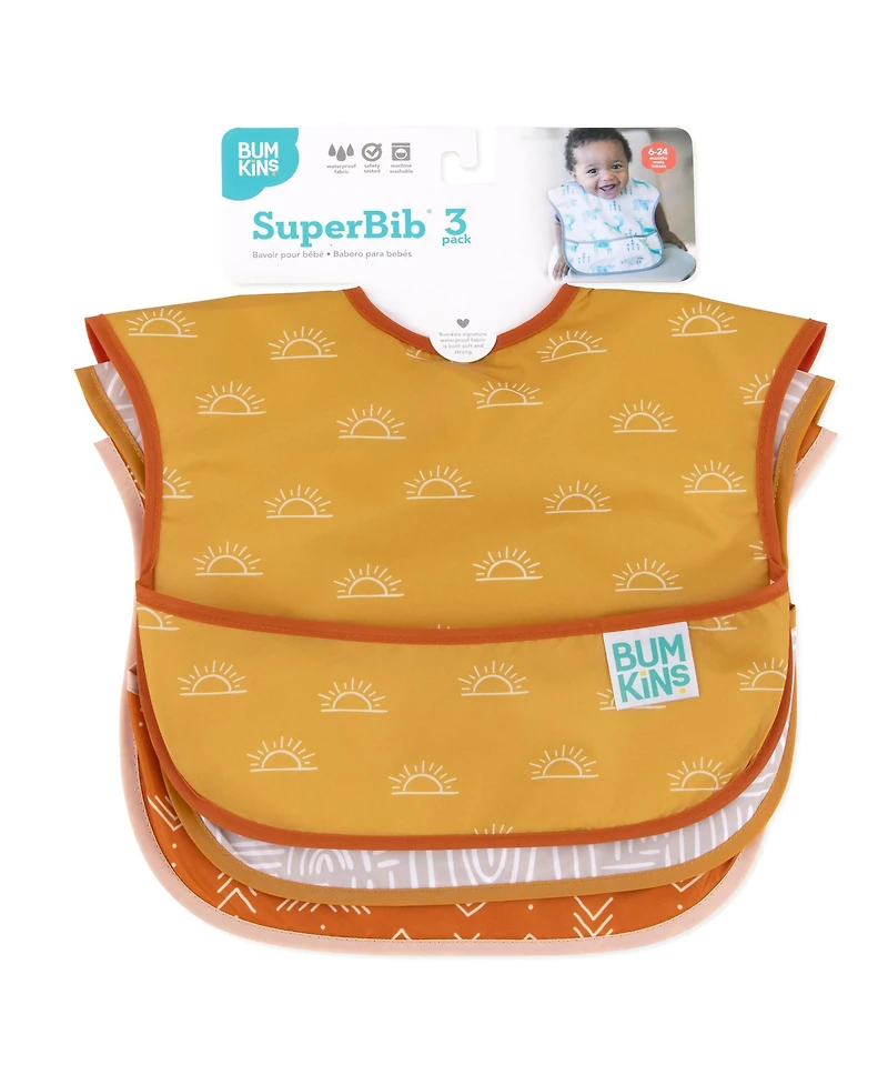 Bumkins SuperBib Baby Boys and Girls Bibs, Pack of 3