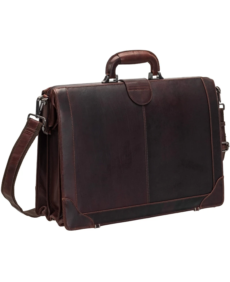 Mancini Men's Buffalo Luxurious Litigator Briefcase Pocket for 17.3" Laptop