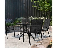 Set Of 4 Manado Series Metal Stacking Patio Chairs With Flex Comfort Material