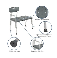 300 Lb. Capacity Adjustable Bath & Shower Medical Transfer Bench Chair