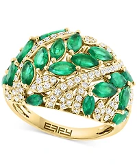 Effy Emerald (2-1/5 ct. t.w.) & Diamond (3/8 ct. t.w.) Cluster Ring in 14k Gold