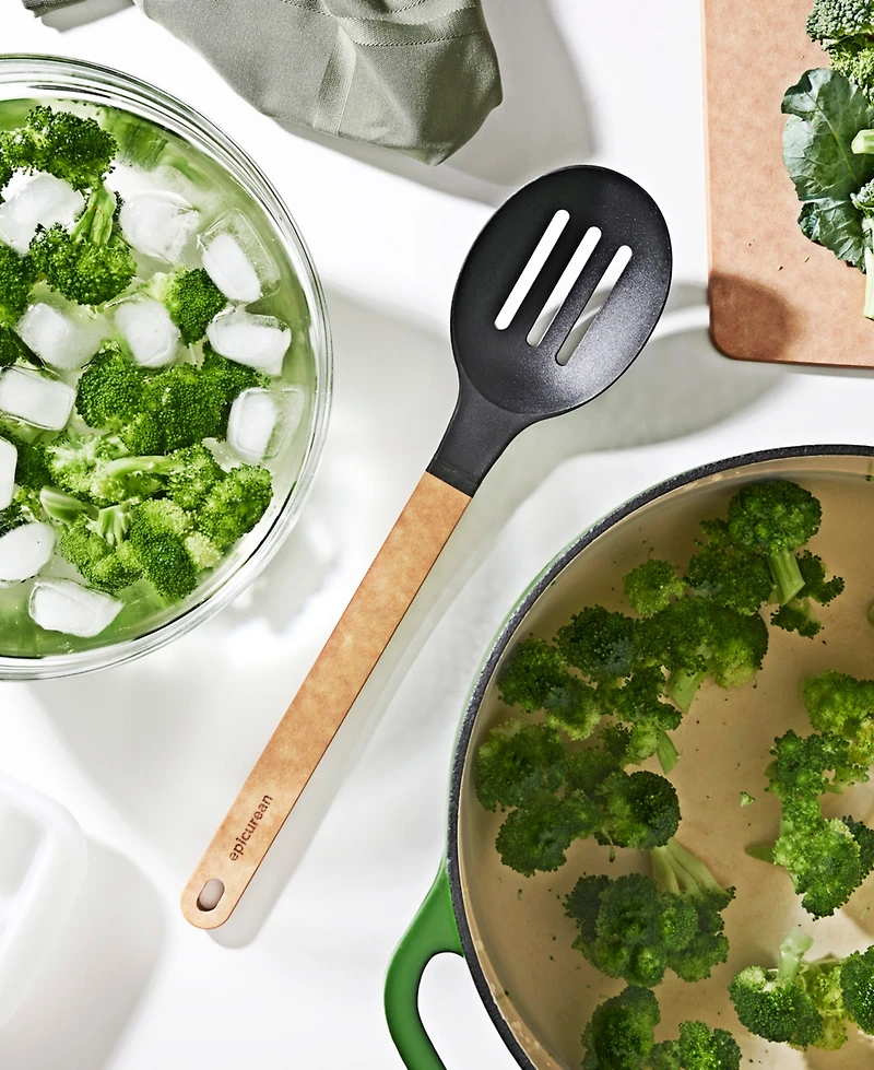 Epicurean Gourmet Series Nylon Slotted Spoon with Black Head Handle, 14"