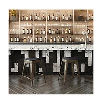 Cory Set Of Four Backless Metal Stools With All-Weather Poly Resin Seats For Indoor Use Only