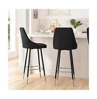 Petra Modern Upholstered Dining Stools With Chrome Accented Metal Frames And Footrests