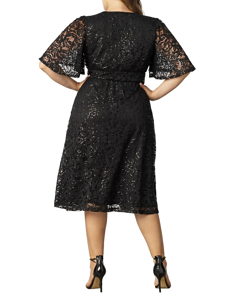Kiyonna Plus Starry Sequin Lace Cocktail Dress
