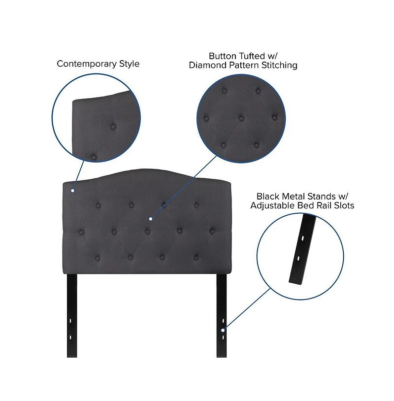 Arched Twin Button Tufted Upholstered Headboard