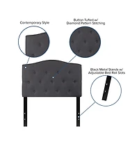 Arched Twin Button Tufted Upholstered Headboard