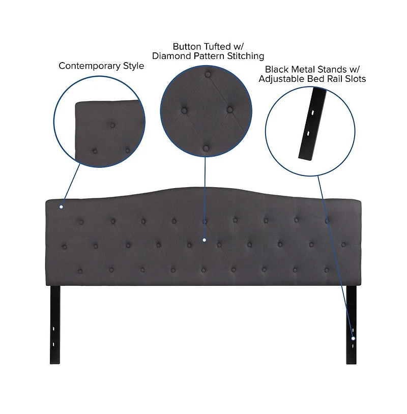 Arched King Button Tufted Upholstered Headboard