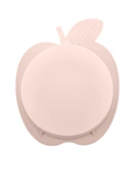 Kushies Silicone Suction Bowl and Spoon Set, Unbreakable, Microwave Safe, Pink Apple
