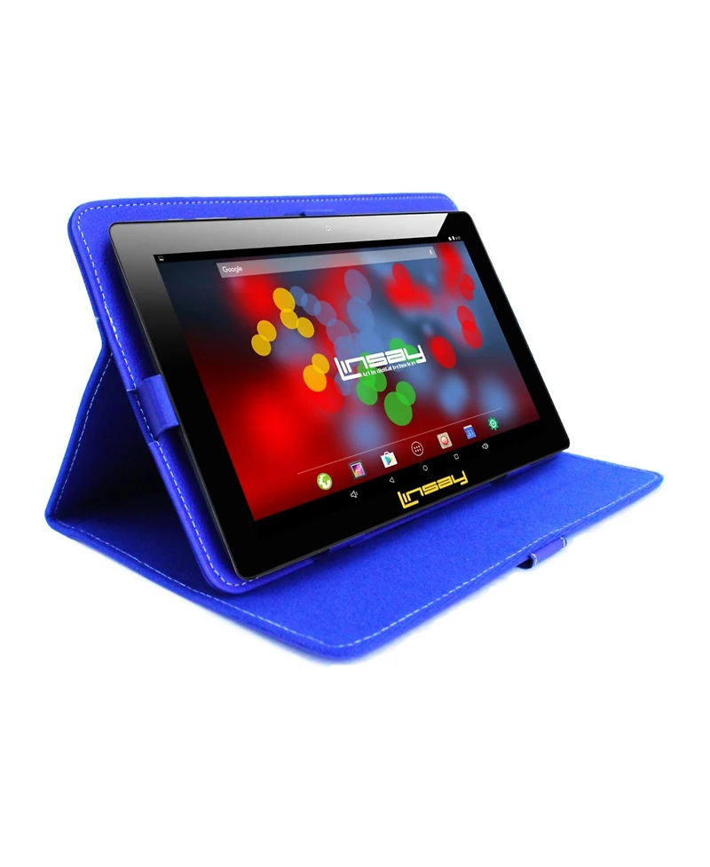 Linsay New 10.1" Tablet Octa Core 128GB Bundle with Leather Case Newest Android