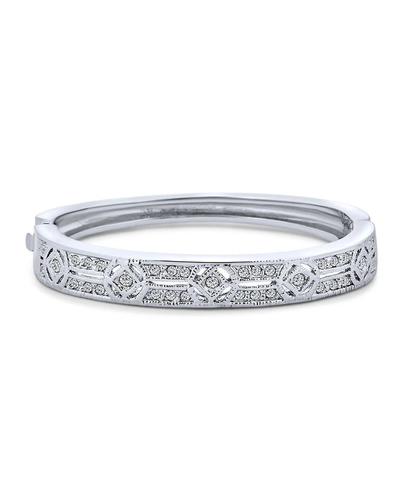 Bling Jewelry Prom Holiday Bangle Bracelet Cubic Zirconia Cz Silver Tone Plated Brass
