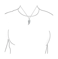 Bling Jewelry Religious Spiritual Cz Pave Accent Feather Guardian Angel Wing Pendant Necklace For Women Sterling Silver
