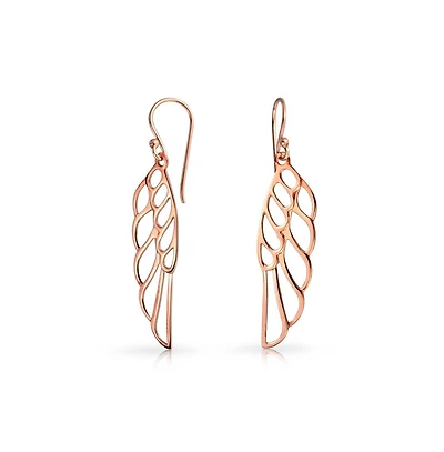 Bling Jewelry Spiritual Religious Dangle Angel Wing Feather Earrings Sterling Silver