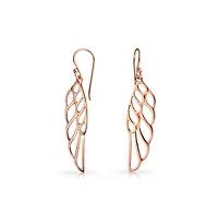 Bling Jewelry Spiritual Religious Dangle Angel Wing Feather Earrings Sterling Silver