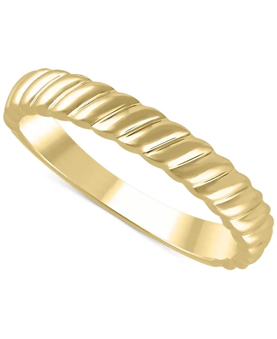 Diagonally Textured Polished Wedding Band 14k Gold