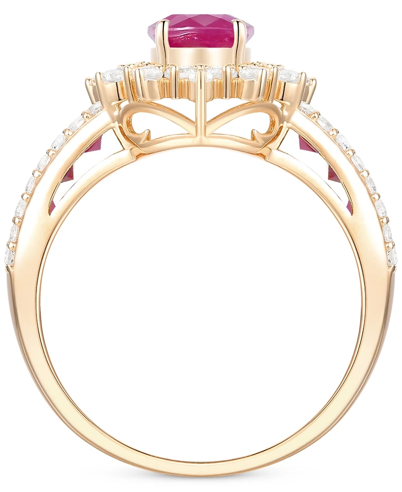 Sapphire (2-1/3 ct. t.w) and Diamond (3/4 t.w.) Ring 14k White Gold (Also Available Ruby Emerald)