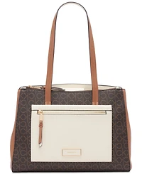 Hadley Signature Colorblocked Triple Compartment Tote