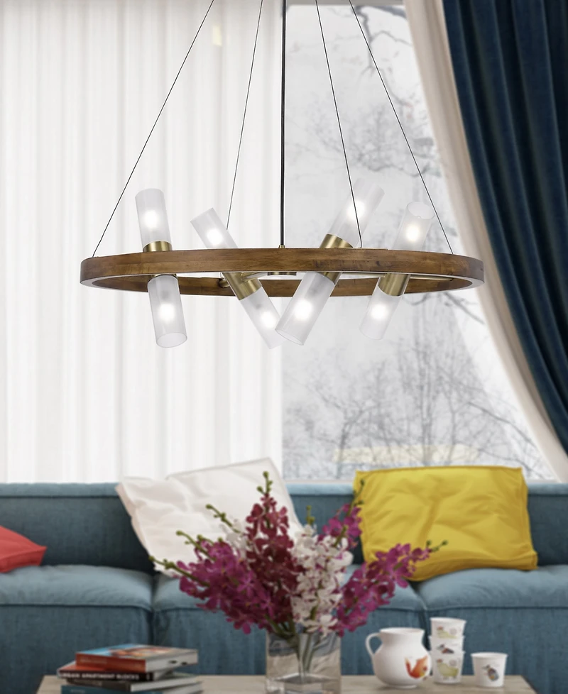 13" Height Wood and Metal Chandelier