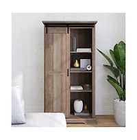 Finnoula Farmhouse Storage Cabinet, Semi-Open With Sliding Barn Door
