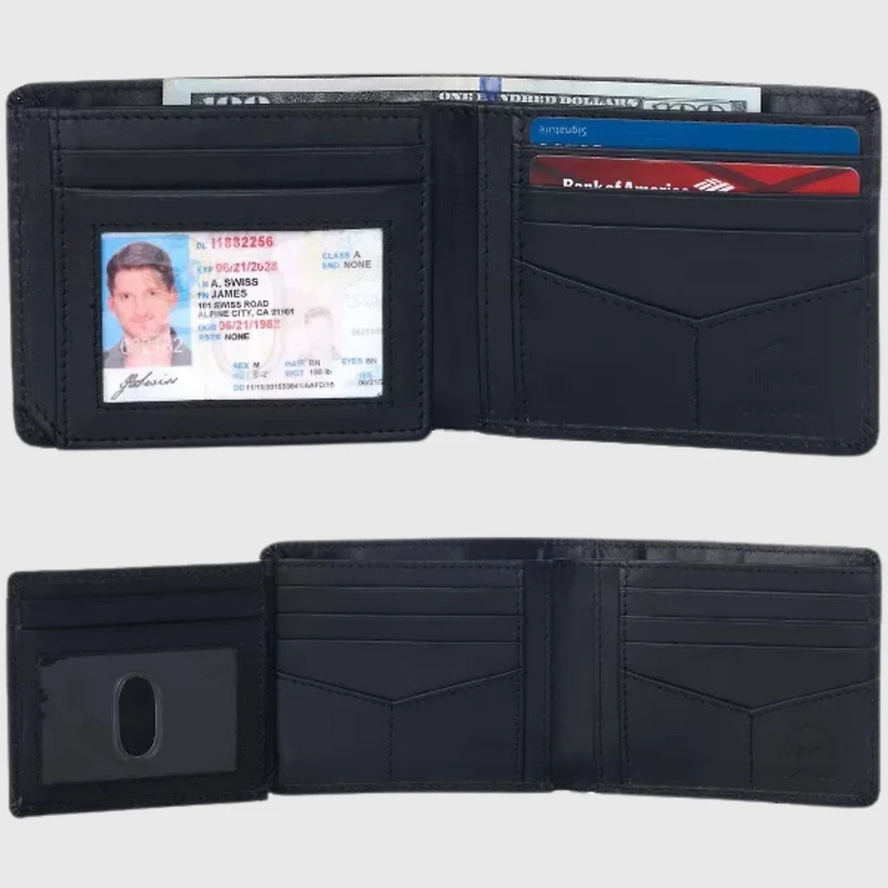 Alpine Swiss Rfid Mens Wallet Deluxe Capacity Hybrid Bifold Flipout Id Window