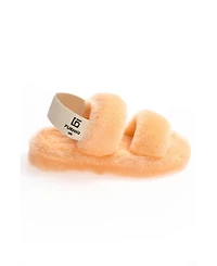 Women's Shearling Double Stripe Slides,Curly Wool