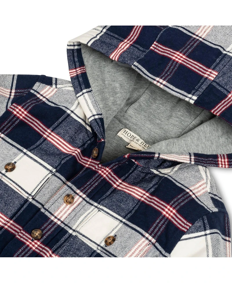 Hope & Henry Boys Long Sleeve Hooded Flannel Shirt Jacket