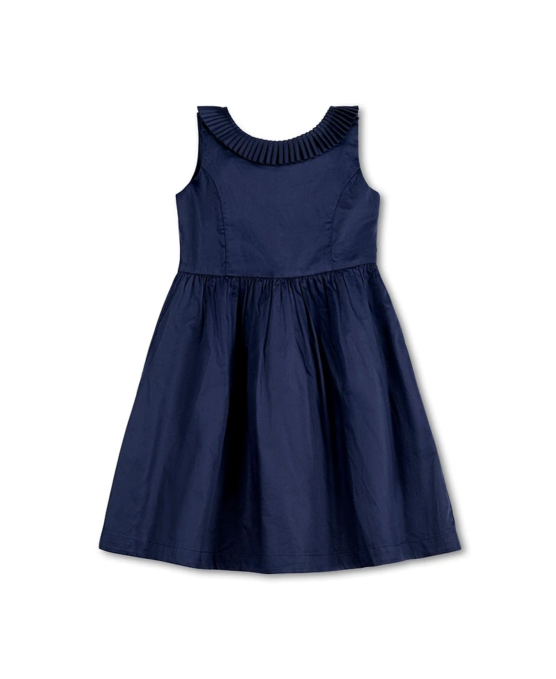 Hope & Henry Big Girls Sleeveless Pleated Collar Sateen Party Dress