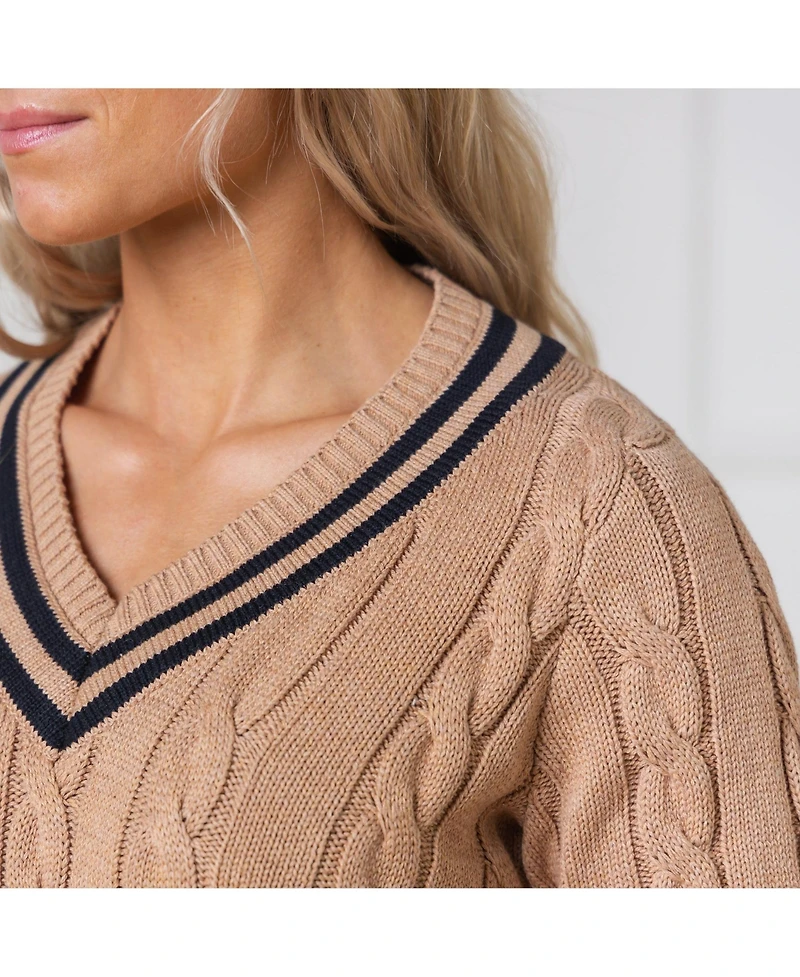Hope & Henry Women's Long Sleeve V-Neck Cricket Sweater