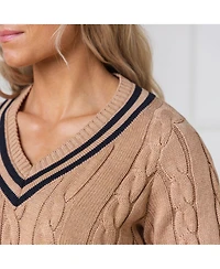 Hope & Henry Women's Long Sleeve V-Neck Cricket Sweater