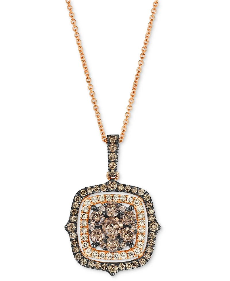 Le Vian Chocolate Diamond & Nude Halo Cluster (1-1/3 ct. t.w.) Adjustable 20" Pendant Necklace