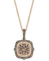 Le Vian Chocolate Diamond & Nude Halo Cluster (1-1/3 ct. t.w.) Adjustable 20" Pendant Necklace