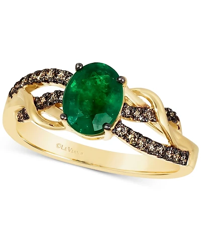 Le Vian Chocolatier Costa Smeralda Emeralds (7/8 ct. t.w.) & Chocolate Diamond (1/4 ct. t.w.) Openwork Ring in 14k Gold