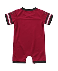 Newborn and Infant Boys and Girls Colosseum Cardinal Arkansas Razorbacks Bumpo Football Logo Romper