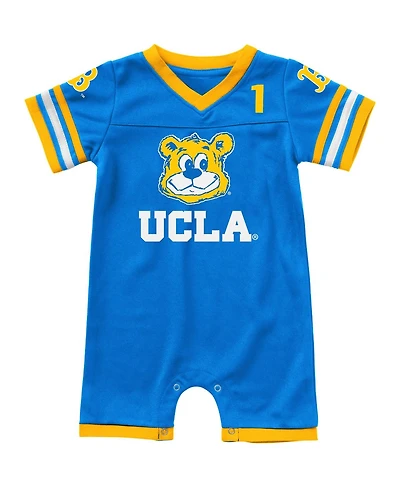 Newborn and Infant Boys and Girls Colosseum Blue Ucla Bruins Bumpo Football Logo Romper