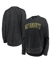 Women's Pressbox Black Distressed Ucf Knights Vintage-Like Wash Pullover Sweatshirt